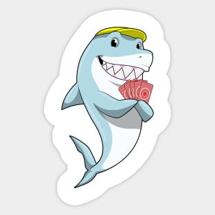 Shark at Poker with Poker cards Sticker